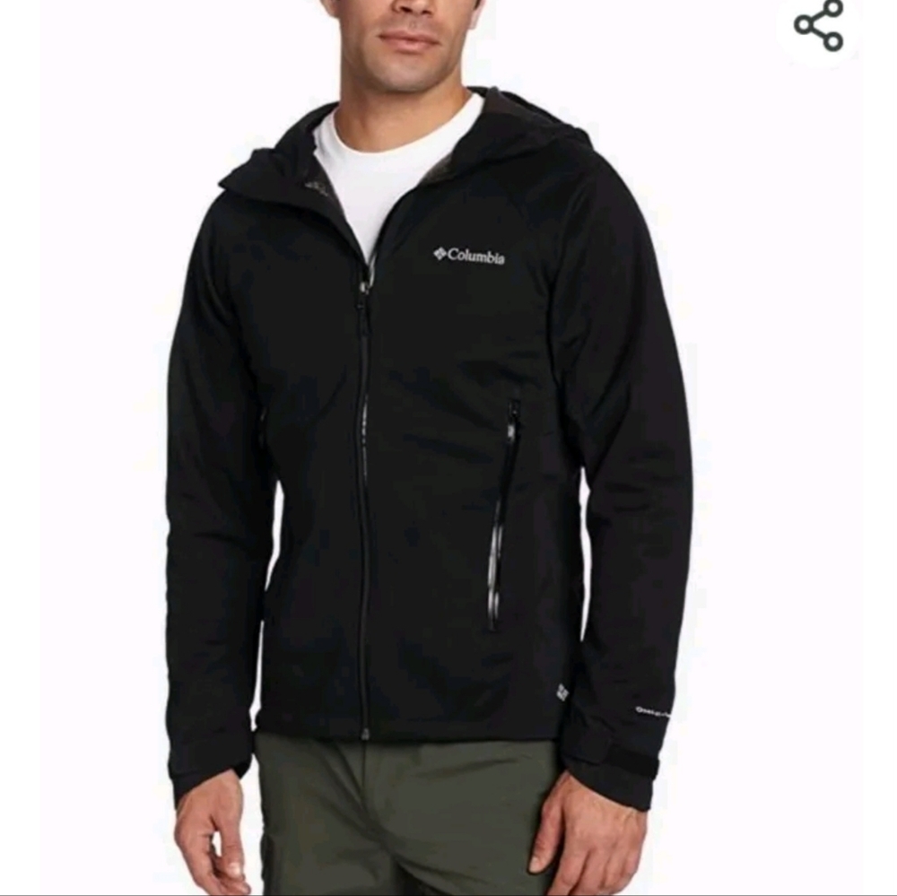 Columbia Triteca Softshell Mens Windbreaker Jacket Omni Wind Heat Sz L Black